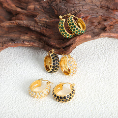 Colored Stone-Accent C-Hoop Earrings