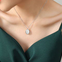 Oval Cat-Eye-Look Pendant Necklace