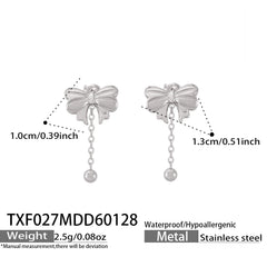 Bow and Heart Drop Earrings or Necklace