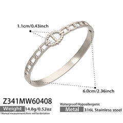 18K Gold-Plated Chain Detail Bangle Bracelet