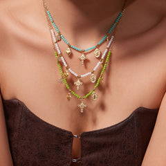 Natural Stone Charm Necklace & Bracelet