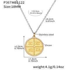 Round Cubic Zirconia Coin Pendant Necklace