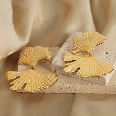 Sculptural Ginkgo Leaf Earrings