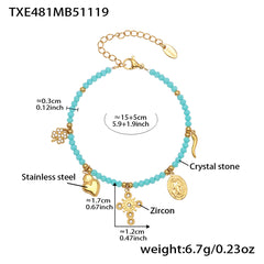 Natural Stone Charm Necklace & Bracelet