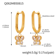 Cubic Zirconia Butterfly Charm Earrings