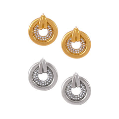 Stone-Accent Circular Drop Earrings