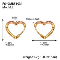 18K Gold-Plated Heart Cubic Zirconia Hoop Earrings