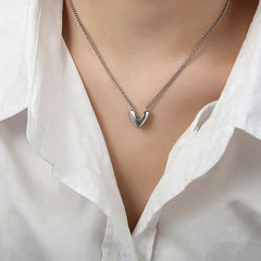 Sculptural Heart Pendant Necklace