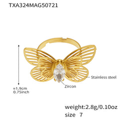 Cubic Zirconia Butterfly Necklace, Bracelet, Ring & Earrings