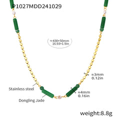 Green Aventurine Bamboo-Style Bead Necklace