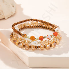 3-Piece Boho Heart Charm Beaded Bracelet Stack