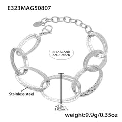18K Gold-Plated Hammered Oval Link Bracelet