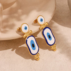 Enamel Blue Eye Drop Earrings