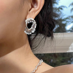 Daphne Statement Pavé Tassel Drop Earrings