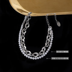 Silver-Tone Double-Layer Cubic Zirconia Bracelet