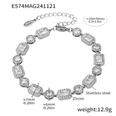 18K Gold-Plated Square Cubic Zirconia Station Bracelet