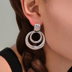 Sculptural Circle or Teardrop Drop Earrings