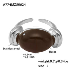 Oval Resin Color Accent Ring