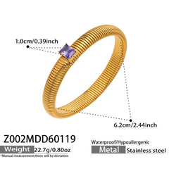 18K Gold-Plated Ribbed Flexible Bracelet