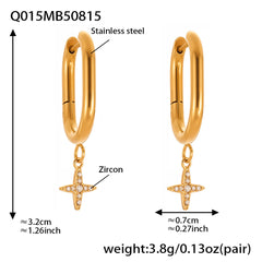 Cubic Zirconia Cross Charm Hoop Earrings