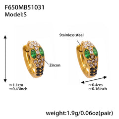 18K Gold-Plated Snake-Design Cubic Zirconia Huggie Earrings