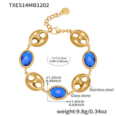 Oval Glass Accent Link Necklace or Bracelet