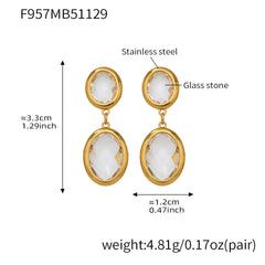 Faceted Oval Glass Drop Earrings