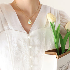 Teardrop Inlay Pendant Necklace