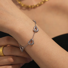 18K Gold-Plated Open Heart Link Bracelet