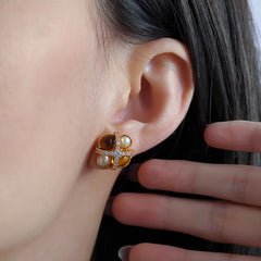 Nadine Tiger-Eye Pavé Stud Earrings