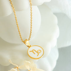White Shell Zodiac Pendant Necklace
