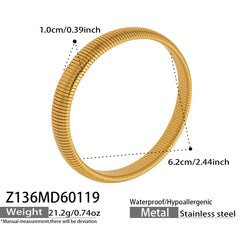 18K Gold-Plated Ribbed Flexible Bracelet