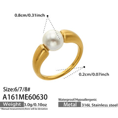 Gold-Tone Pearl-Look Statement Rings