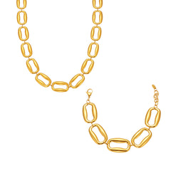 Polished Rectangle Link Necklace and Bracelet