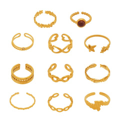 18K Gold-Plated Geometric Open Ring Designs