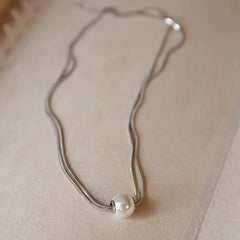 Camille Pearl Snake Pendant Necklace