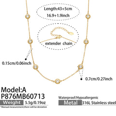 18K Gold-Plated Round Cubic Zirconia Necklace Collection