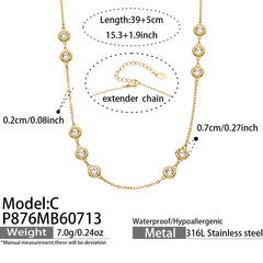 18K Gold-Plated Round Cubic Zirconia Necklace Collection
