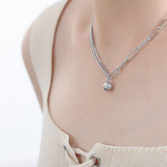 Gold-Tone Bead & Split Chain Necklace