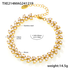 18K Gold-Plated Cubic Zirconia Necklace or Bracelet