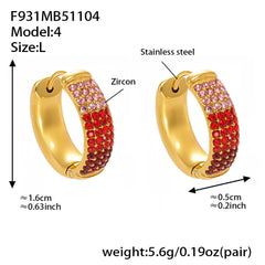 18K Gold-Plated Color Cubic Zirconia Hoop Earrings