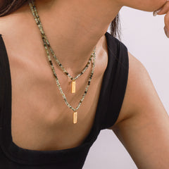 Peridot Bead Plaque Pendant Necklace