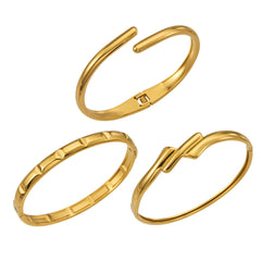 18K Gold-Plated Polished Geometric Bangle