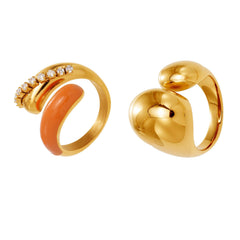 18K Gold-Plated Enamel Sculptural Ring Designs