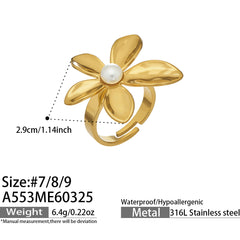 Floral Shell Pearl-Look Open Ring Designs