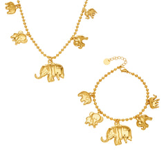 18K Gold-Plated Elephant Charm Necklace or Bracelet