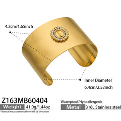 Geometric Stone-Accent Wide Cuff Bracelet