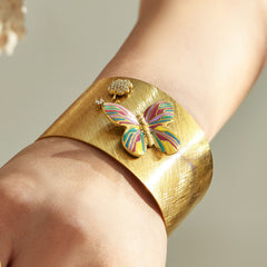 18K Gold-Plated Enamel Butterfly Wide Cuff