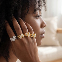 18K Gold-Plated Double-Band Rhinestone Ring