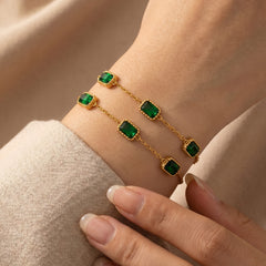Green Cubic Zirconia Station Bracelet